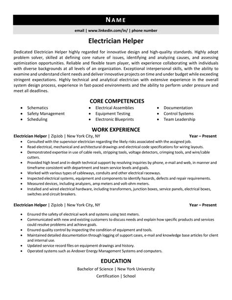 electrical box resume|electrician helper resume.